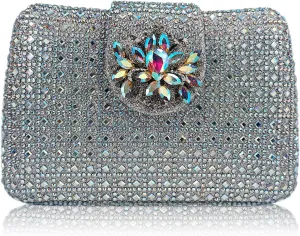 Sparkly Rhinestone Unique Evening Bag Women Floral Clutch Handbag Shoulder Bags