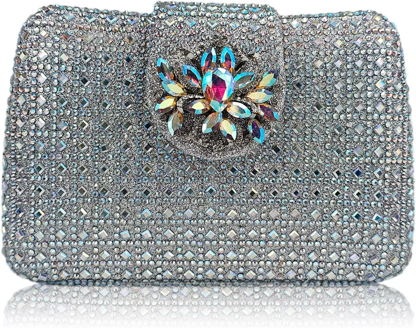 Sparkly Rhinestone Unique Evening Bag Women Floral Clutch Handbag Shoulder Bags