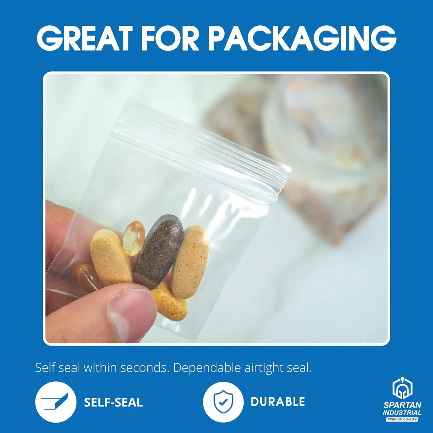 Spartan Industrial - 3” X 5” (1000 Count) 2 Mil Clear Reclosable Zip Plastic Poly Bags with Resealable Lock Seal Zipper