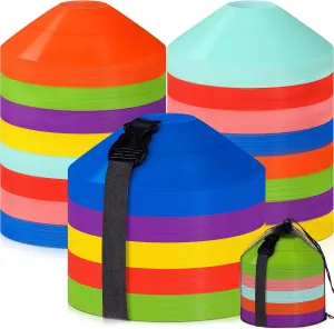 Sratte 200 Pcs Soccer Cones with Strap and Mesh Bag Agility Disc Cones Soccer Training Cones Disc Sports Cones for Drills Challenge Football Basketball Skating Kids Games Outdoor Indoor
