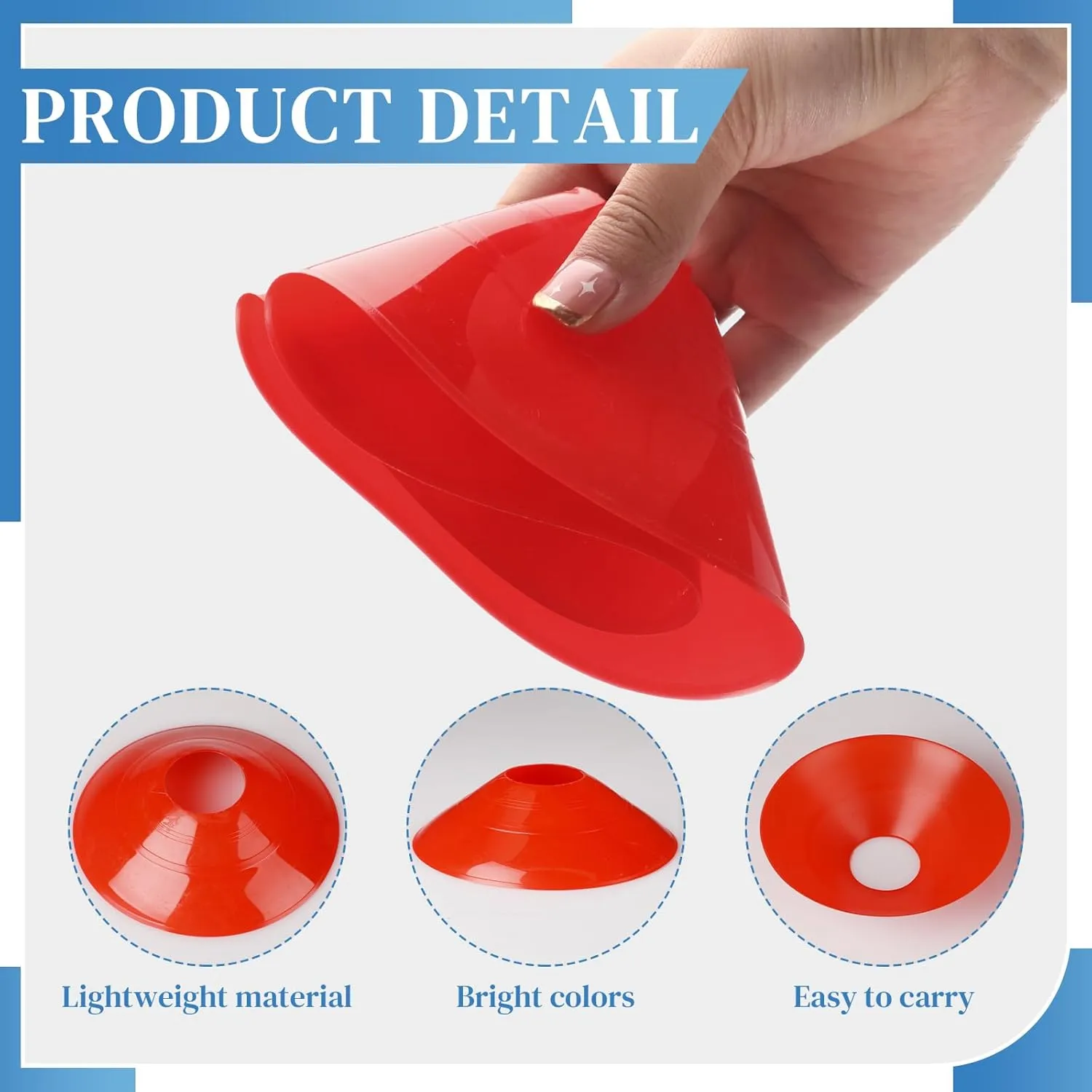Sratte 200 Pcs Soccer Cones with Strap and Mesh Bag Agility Disc Cones Soccer Training Cones Disc Sports Cones for Drills Challenge Football Basketball Skating Kids Games Outdoor Indoor