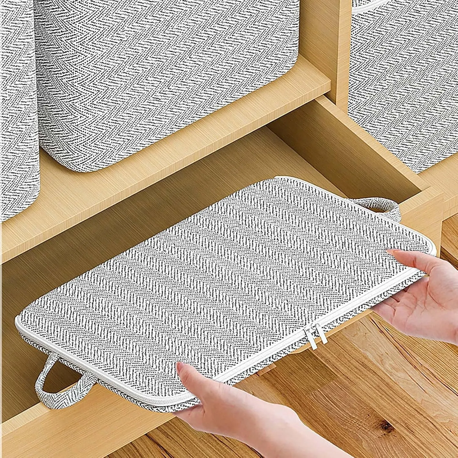 Storage Bags 110L Foldable with Zipper and Handle Closet Space Saver Stackable Bins Containers Moving Boxes Organizer for Clothes Outdoor Bedding Blankets Pillows Quilt Suitcase(19''L x 17''W