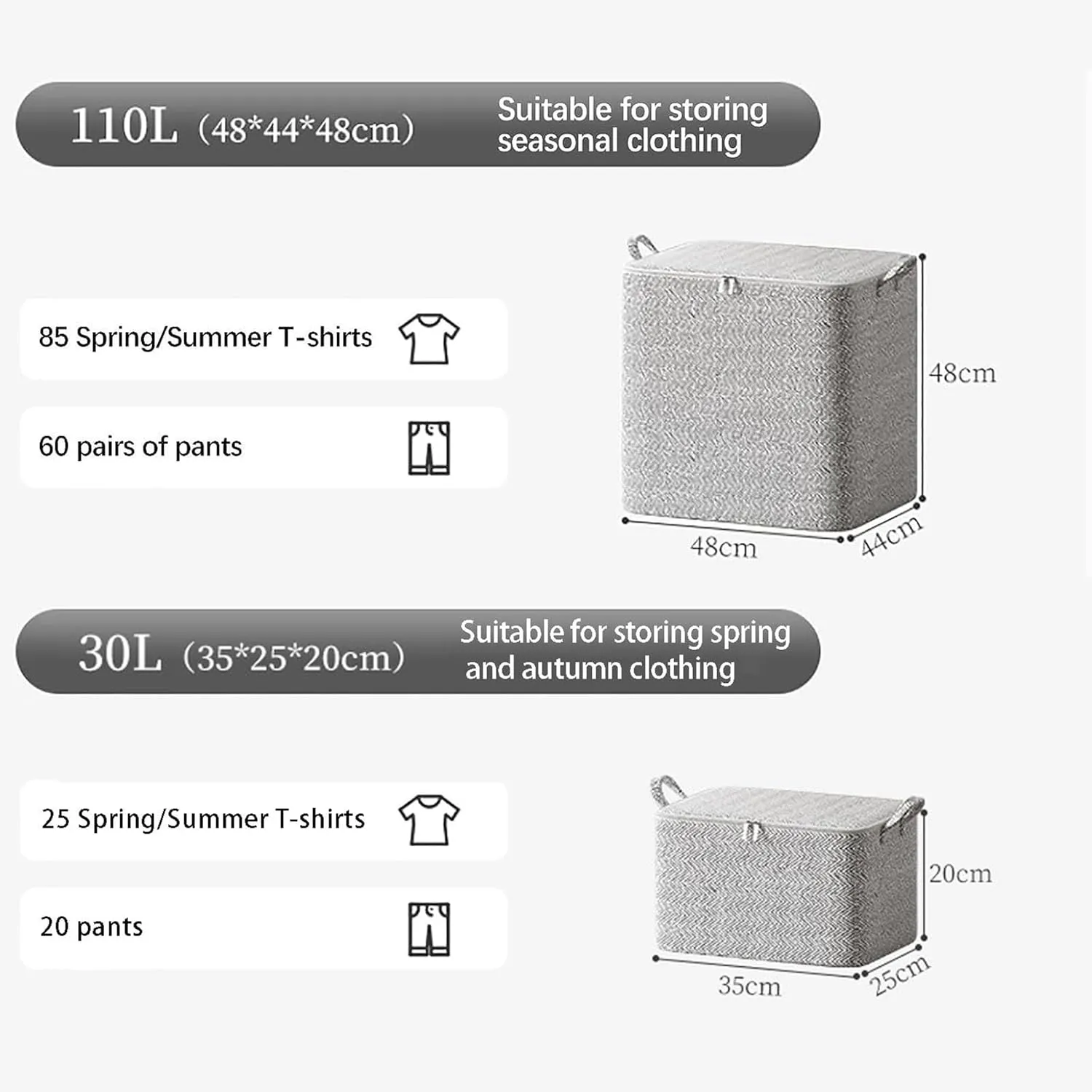 Storage Bags 110L Foldable with Zipper and Handle Closet Space Saver Stackable Bins Containers Moving Boxes Organizer for Clothes Outdoor Bedding Blankets Pillows Quilt Suitcase(19''L x 17''W