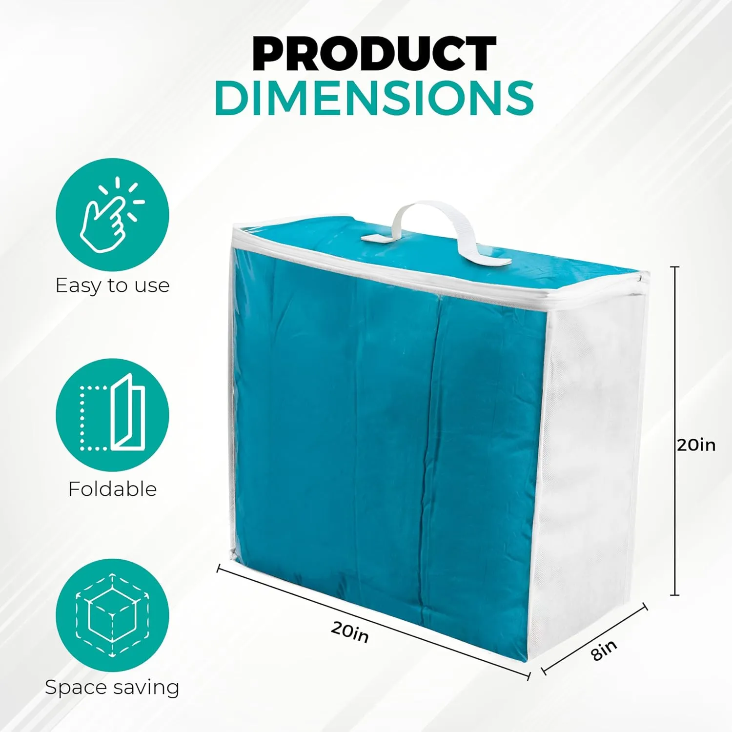 Storage Bags 20x20x8, 3 Pack Durable Zippered Storage Bags for Comforters, Blankets, Clothes, and Bedding - Breathable Nonwoven with Clear Front for Easy Organizing