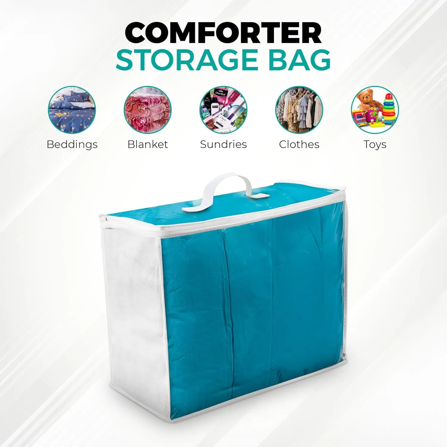 Storage Bags 20x20x8, 3 Pack Durable Zippered Storage Bags for Comforters, Blankets, Clothes, and Bedding - Breathable Nonwoven with Clear Front for Easy Organizing