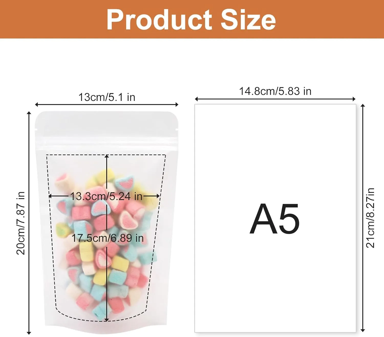 SumDirect 50Pcs 6x8.6inches Matte Frosted (Not Clear) Zipper Resealable Stand Up Drink Bags,Snack Food Tea Packing Drinking Pouches - 6x8.6inches
