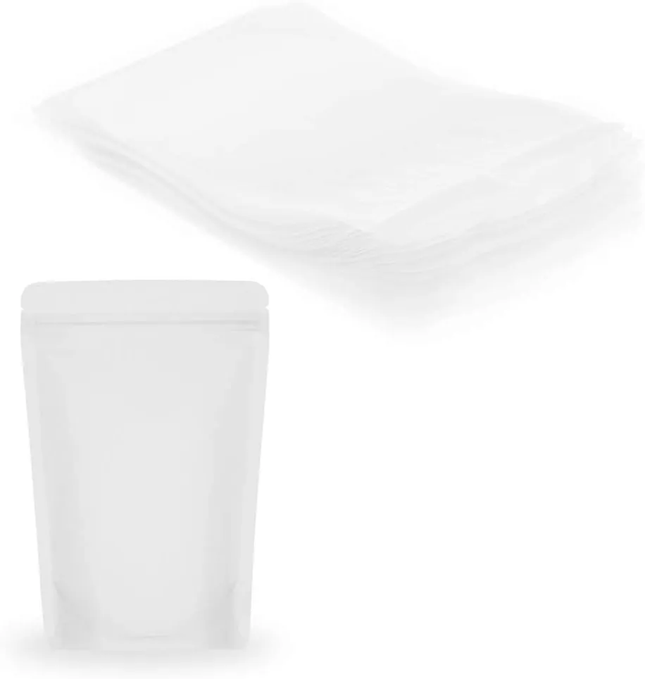 SumDirect 50Pcs 6x8.6inches Matte Frosted (Not Clear) Zipper Resealable Stand Up Drink Bags,Snack Food Tea Packing Drinking Pouches - 6x8.6inches