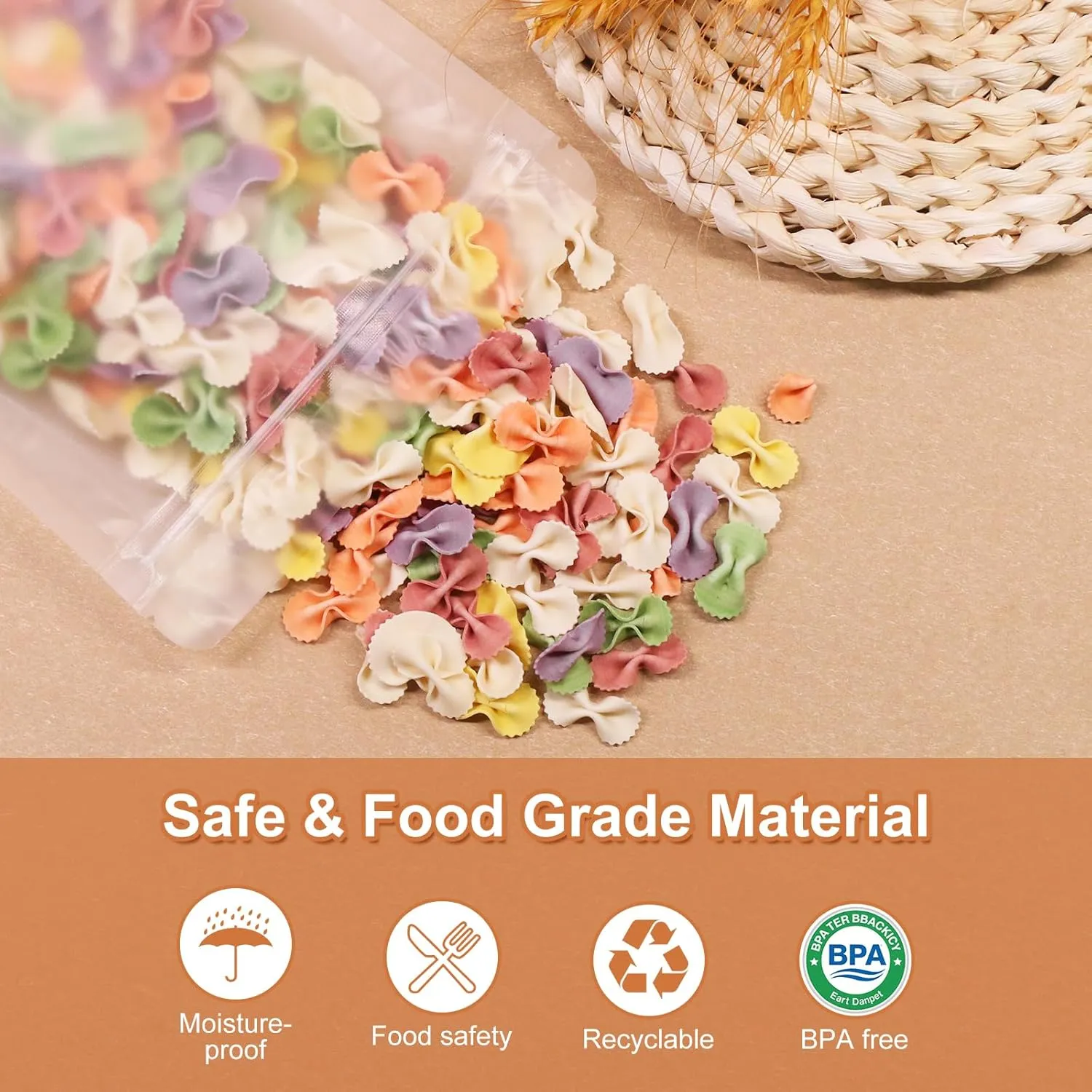 SumDirect 50Pcs 6x8.6inches Matte Frosted (Not Clear) Zipper Resealable Stand Up Drink Bags,Snack Food Tea Packing Drinking Pouches - 6x8.6inches