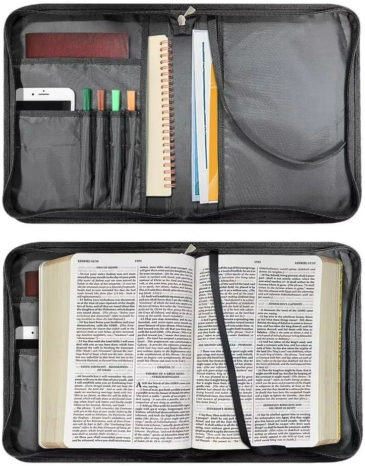 Suobstales Cross Floral Print Bible Cover for Women Men, Let Your Faith Be Bigger Bible Bags Bible Carrier Bible Case Bible Holder Cover with Shoulder Strap, Bible Carrying Case with Handle, 2XL
