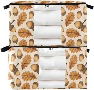 susiyo 2 Pcs 95L Clothes Storage Bag Autumn Oak Leaves Acorns Large Closet Organizers with Clear Window - Medium