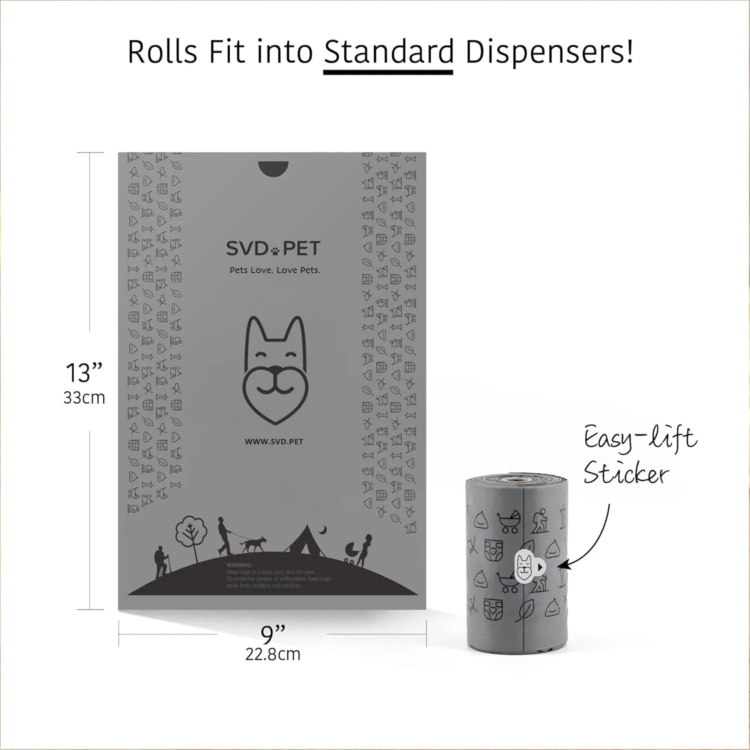 SVD.PET 2-Pack Retractable Waste Bag Dispensers with 60 Large Leak-proof Poop Bags, Dog Walking Accessory, Black