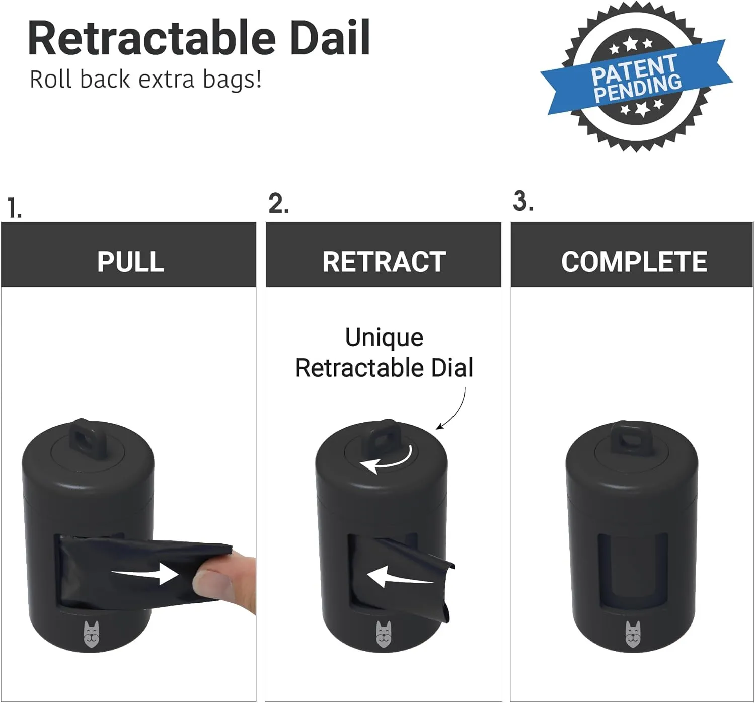 SVD.PET 2-Pack Retractable Waste Bag Dispensers with 60 Large Leak-proof Poop Bags, Dog Walking Accessory, Black