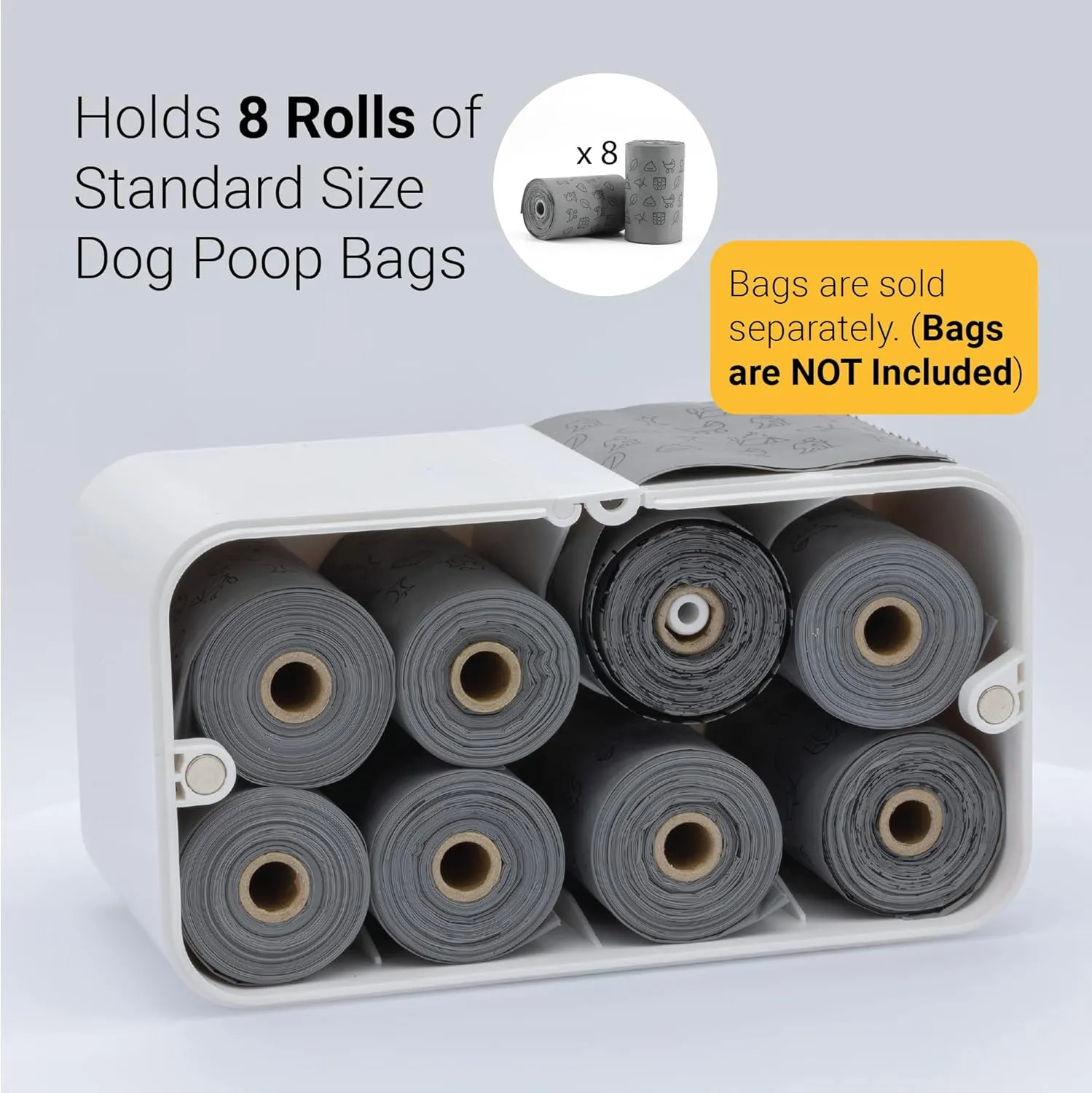 SVD.PET Dog Poop Bag Holder Dispenser, Wall mount or Tabletop, Holds 8 Rolls of Waste Bags, Indoor/Outdoor Use