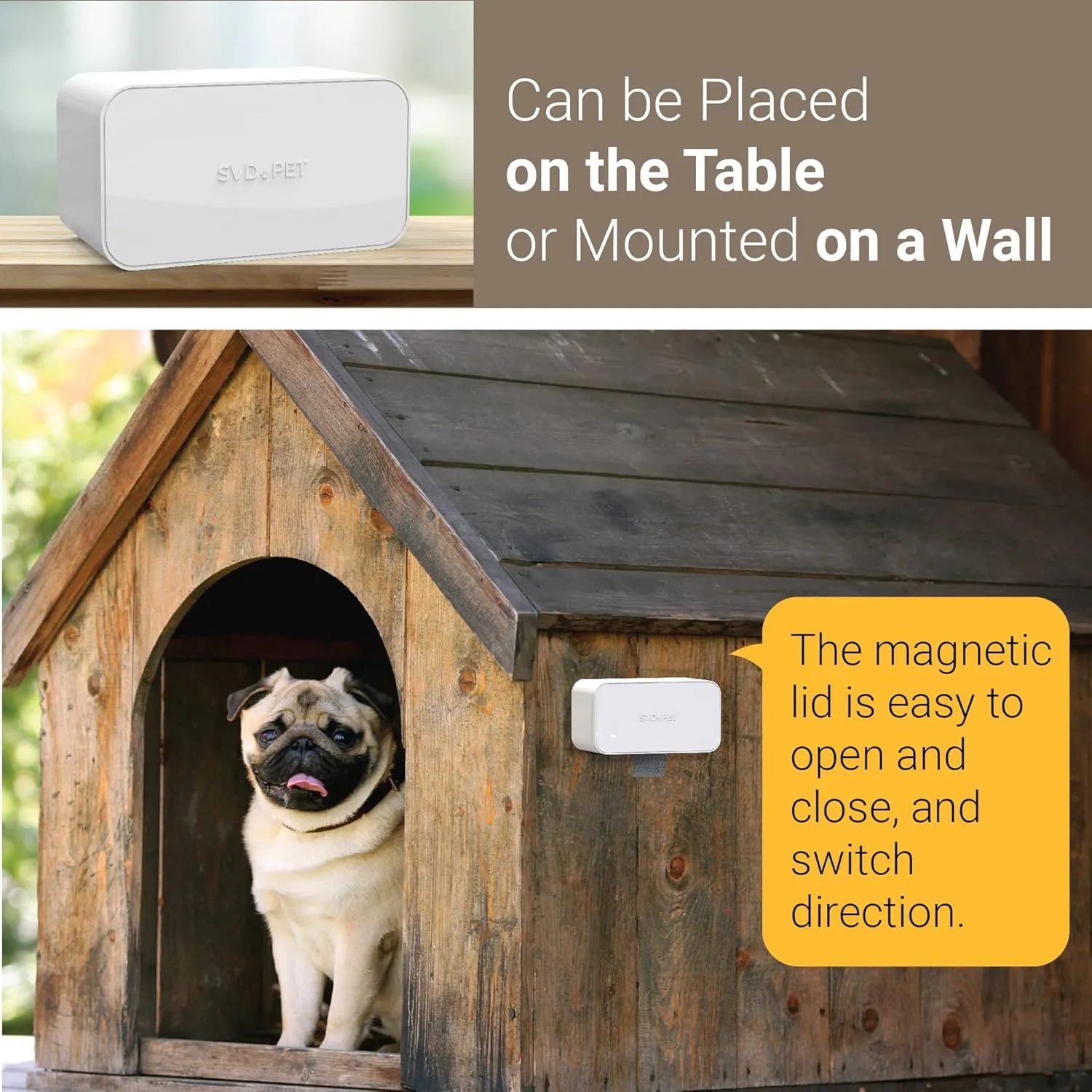 SVD.PET Dog Poop Bag Holder Dispenser, Wall mount or Tabletop, Holds 8 Rolls of Waste Bags, Indoor/Outdoor Use