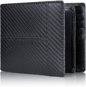 Swallowmall Leather Wallet for Mens Genuine Leather RFID Blocking Bifold Wallets with 1 ID Window 15 Card Slots