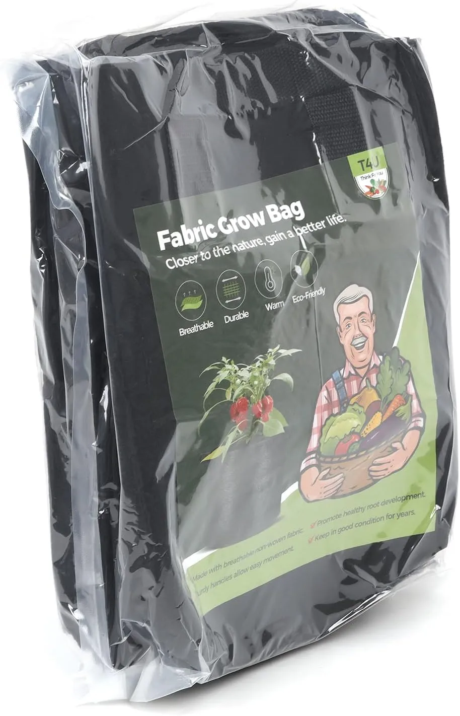 T4U 10 Gallon Grow Bags, Fabric Pots for Plants Potato Planter Grow Garden Bags to Grow Vegetables Tomato Planting Growing Bags Smart Plant Pot Container Gardening for Outdoor, Black Nonwoven (5 Pack)