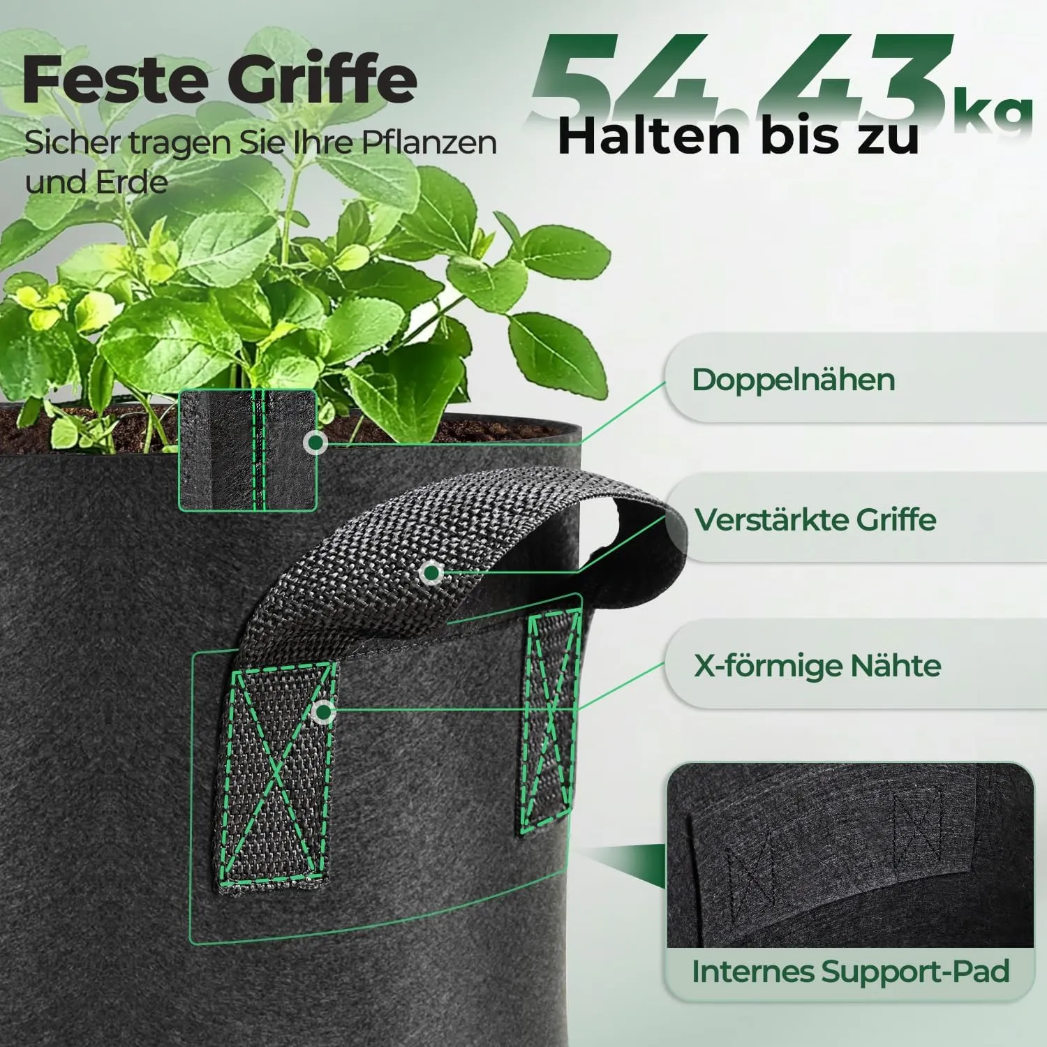 T4U 10 Gallon Grow Bags, Fabric Pots for Plants Potato Planter Grow Garden Bags to Grow Vegetables Tomato Planting Growing Bags Smart Plant Pot Container Gardening for Outdoor, Black Nonwoven (5 Pack)
