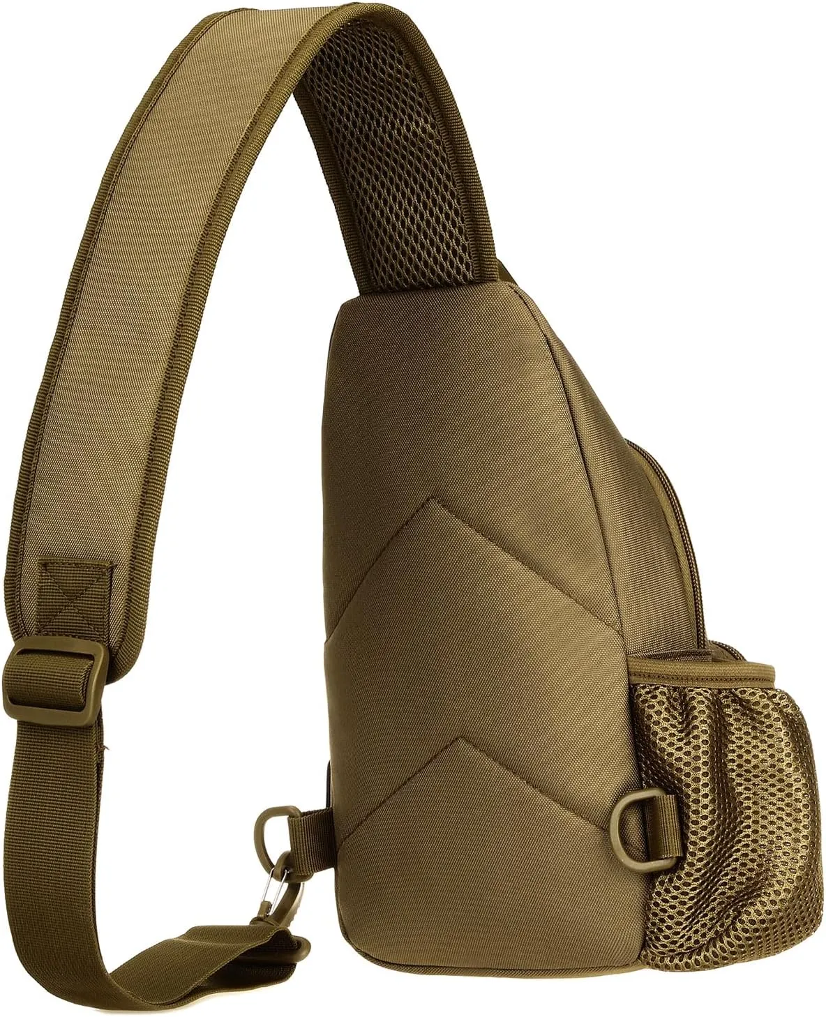 Tactical Sling Crossbody Backpack with Water Bottle Holder, MOLLE EDC Shoulder Sling Chest Bags with USB Charging Port for Travel Walk(Black Cp)