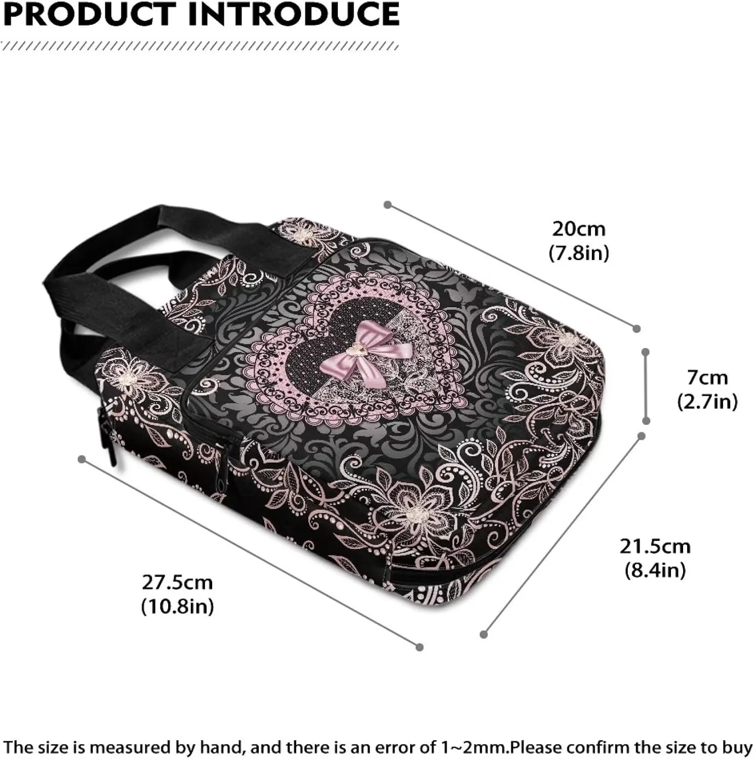 Talayituse Heart Bow Print Bible Cover for Women Girl Bible Case Scripture Handbag Church Tote Bags Bible Book Case Bible Cover Bag with Handle and Zipper Pocket