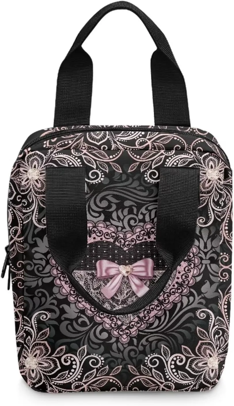 Talayituse Heart Bow Print Bible Cover for Women Girl Bible Case Scripture Handbag Church Tote Bags Bible Book Case Bible Cover Bag with Handle and Zipper Pocket