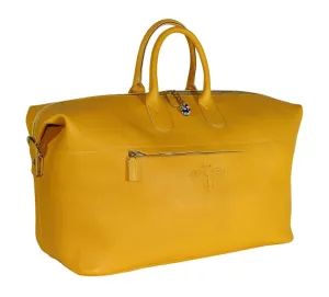 The 038 Venetian Duffle Bag Real Leather with Murano Murrine Glass Zipper | Handmade in Italy, Travel Duffel Bag Briefcase Vegetable Tanned Leather(YELLOW)