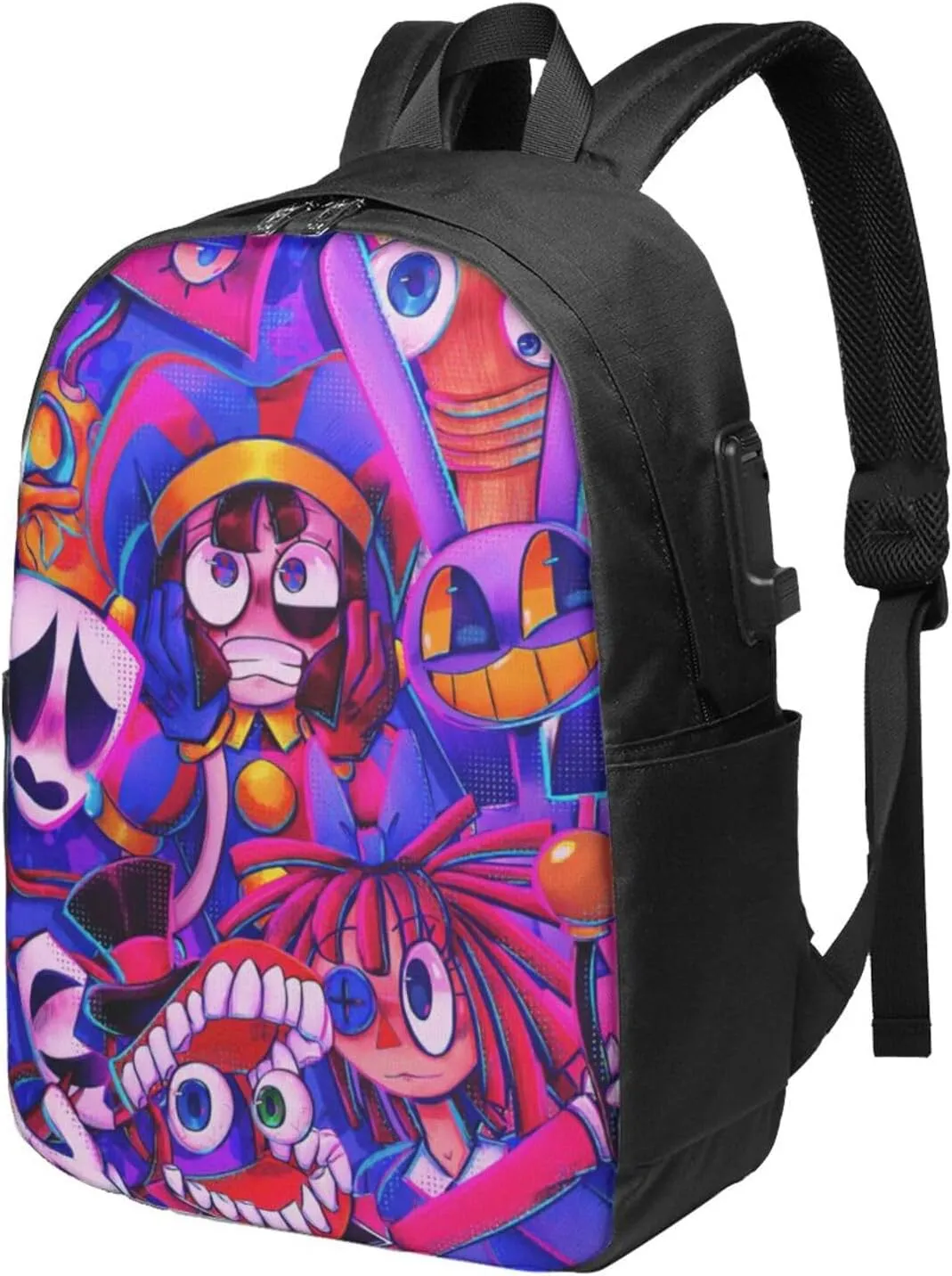 The Amazing Funny Digital Comedy Circus Laptop Backpack Large Travel Bags for Men Women Gym Bags Funny Work Rucksack Casual Daypack for Mountaineering Notebook Bag with Usb Charging Port
