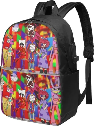 The Amazing Funny Digital Comedy Circus Laptop Backpack Large Travel Bags for Men Women Gym Bags Stylish Business Backpack Casual Daypack for Activities Computer Bag with Usb Charging Port