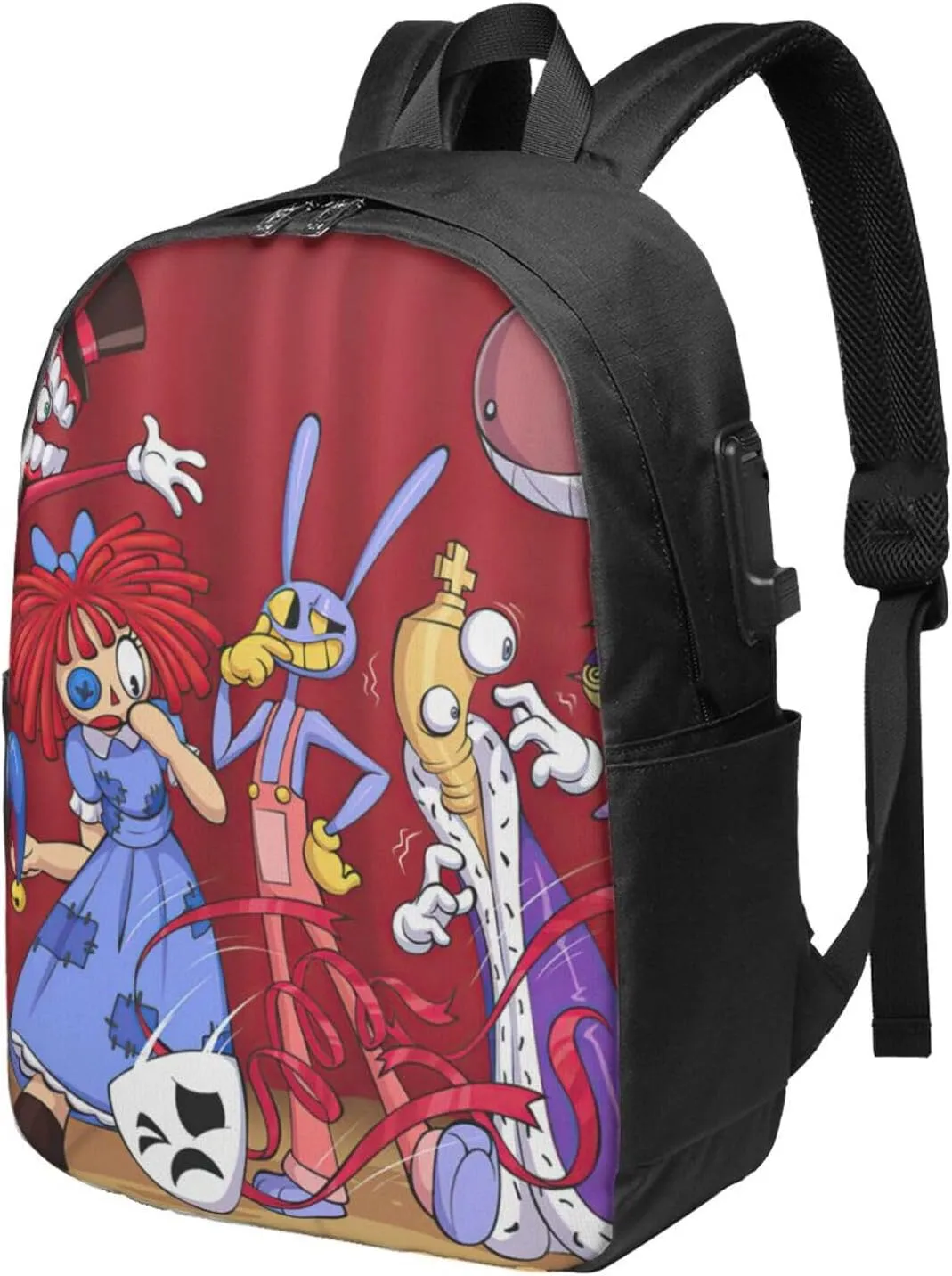 The Amazing Funny Digital Comedy Circus Laptop Backpack Large Travel Bags for Men Women Sport Bags Breathable Business Backpack Casual Daypack for Beach Notebook Bag with Usb Charging Port