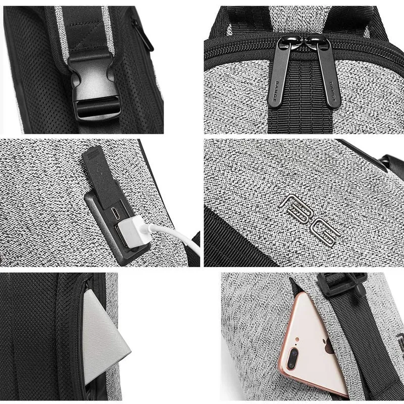 THE CLOWNFISH Anti theft Water Resistant Crossbody Sling Bag - USB Charging | 5L | Grey