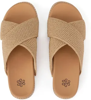 The Sak Penelope Slide Sandal - Women's Flat Fashion Slides with Soft Cushion Sole -Hand Crochet Slip On Sandals For Everyday