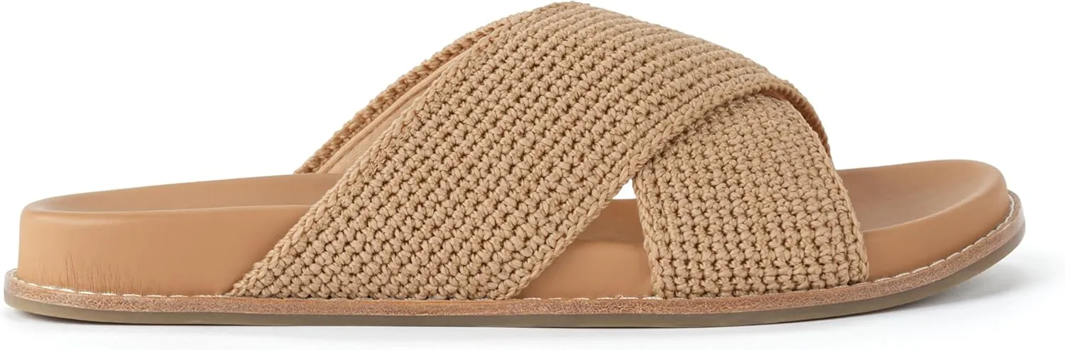 The Sak Penelope Slide Sandal - Women's Flat Fashion Slides with Soft Cushion Sole -Hand Crochet Slip On Sandals For Everyday