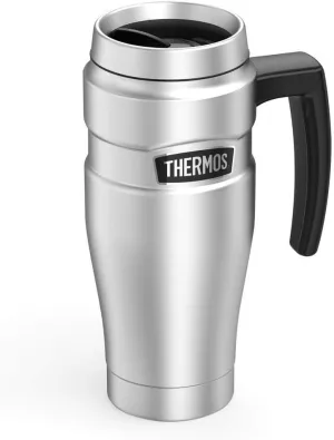 THERMOS Stainless King Vacuum-Insulated Travel Mug, 16 Ounce, Matte Stainless Steel