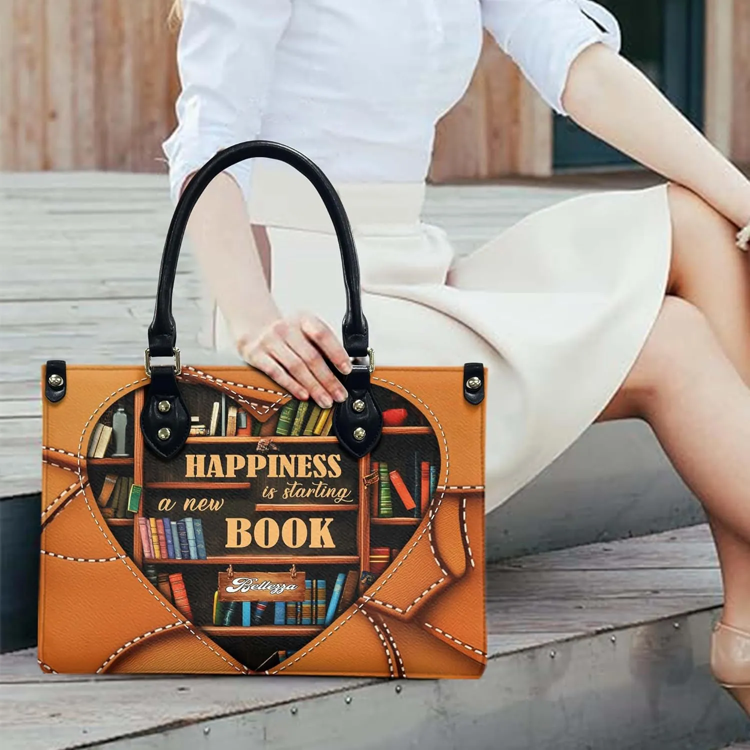 THUYPT Personalized Leather Handbag for Reading Lover, Book Lover Handbag with Ziplock, Book Lovers Handbags Gift Idea for Her, Leather Bags For Women (05)