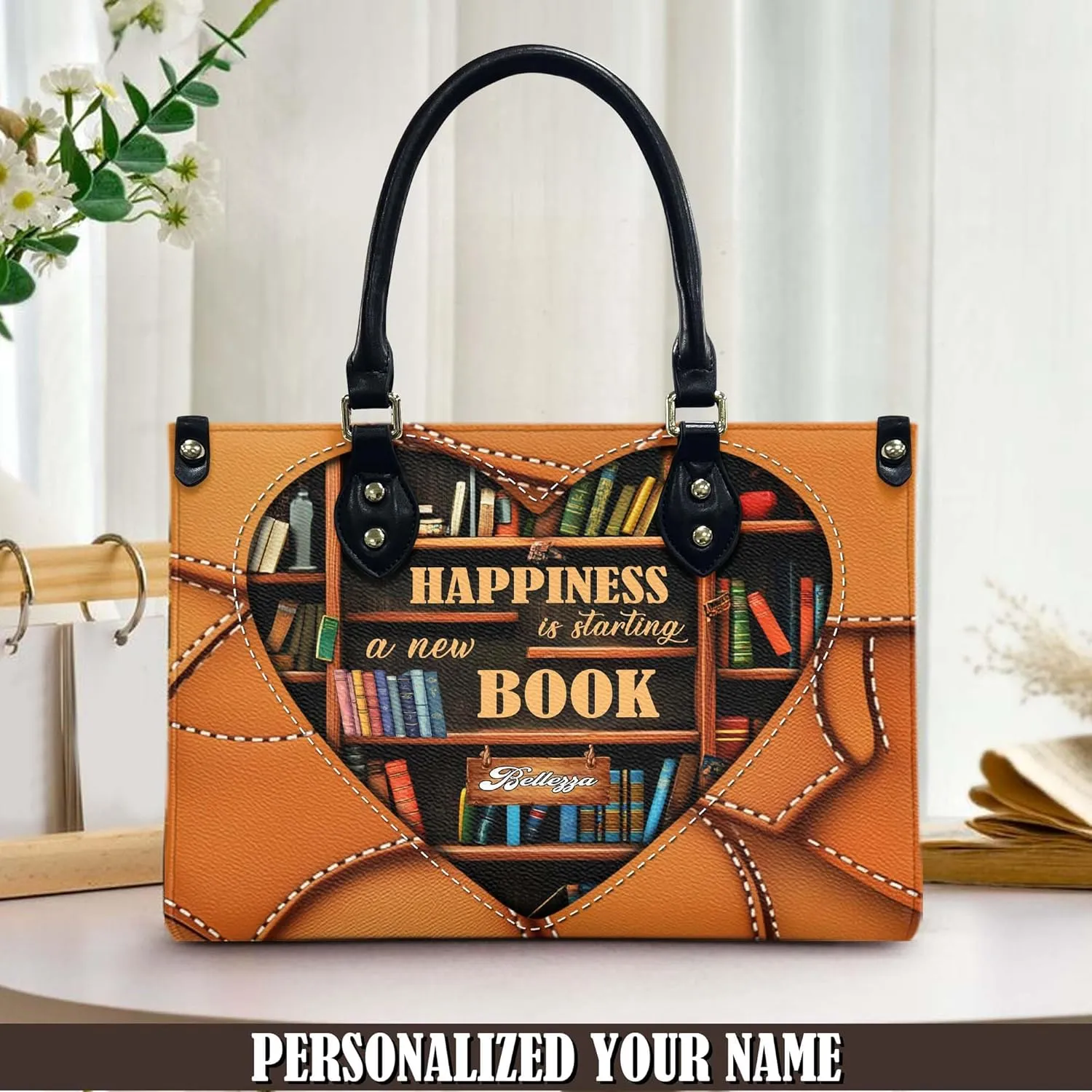 THUYPT Personalized Leather Handbag for Reading Lover, Book Lover Handbag with Ziplock, Book Lovers Handbags Gift Idea for Her, Leather Bags For Women (05)