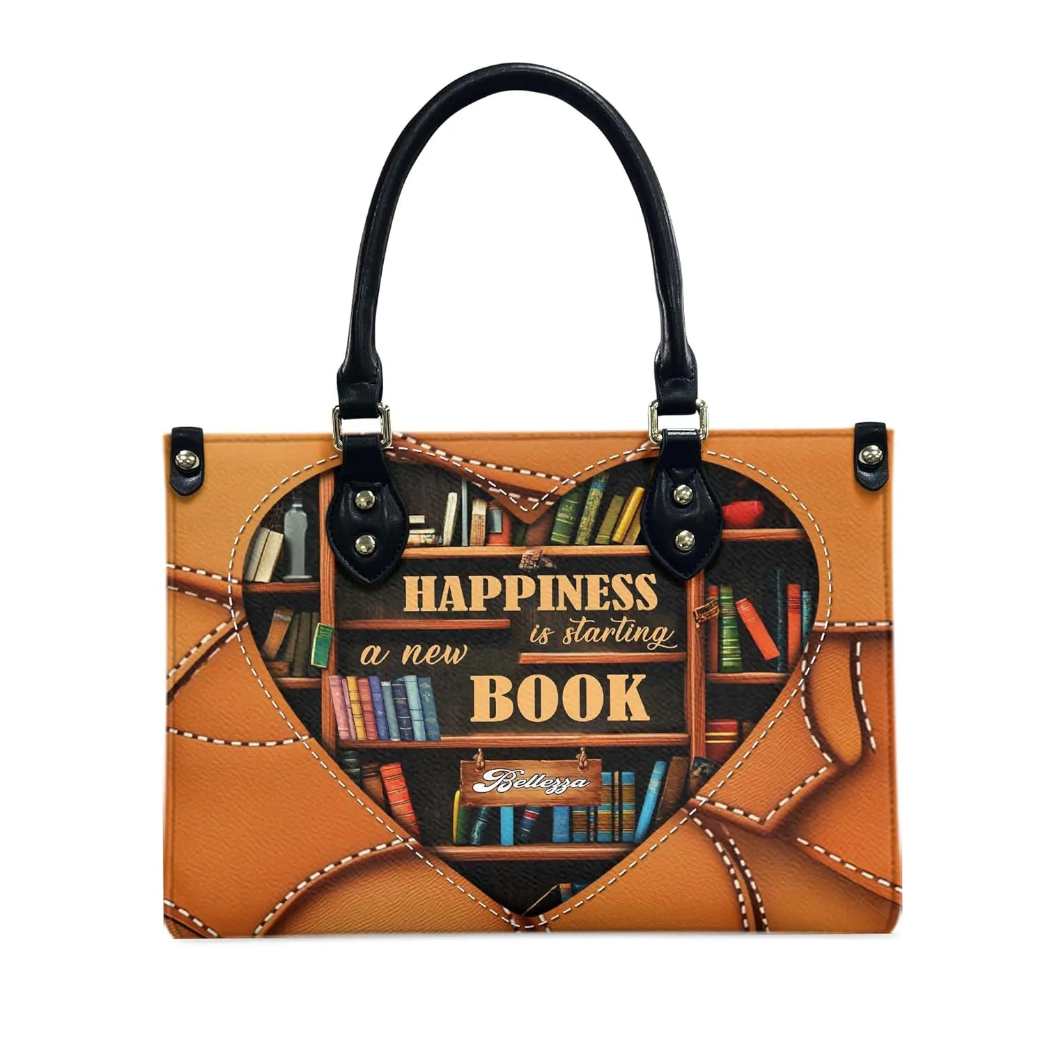 THUYPT Personalized Leather Handbag for Reading Lover, Book Lover Handbag with Ziplock, Book Lovers Handbags Gift Idea for Her, Leather Bags For Women (05)