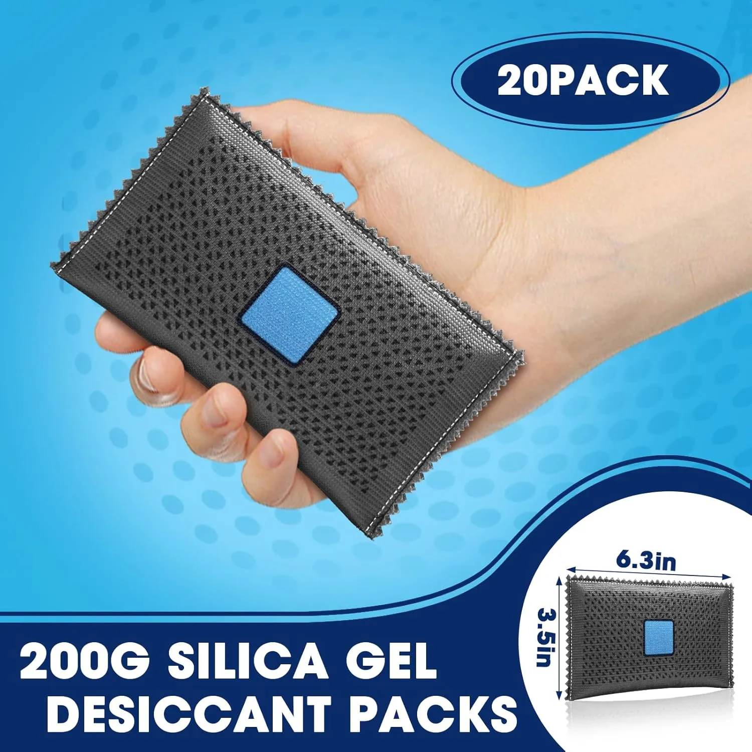 Timgle 20 Pcs 200g Rechargeable Desiccant Packs for Storage Silica Gel Packets Dry Moisture Absorbers Bags Reusable Desiccant Car Dehumidifiers Bag for Closet Home Car Moisture Absorbing