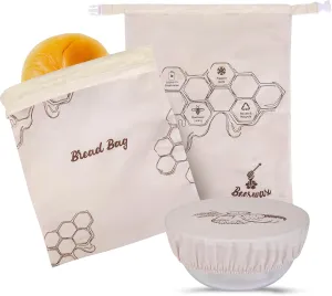 Tirphy Reusable Bread Bags for Homemade Bread- XL Cotton Beeswax Bags with Proofing Cover - Sourdough Bread Storage to Keep Fresh 2 Pack