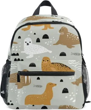 Toddler Backpack for Boys Girls Seal and Walrus Preschool Kindergarten Schoolbag Mini Book Bag For School Travel S