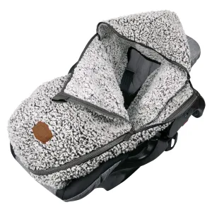 Tomy Cole Bundle Me Winter Baby Car Seat Cover and Bunting Bag - Sherpa Lined Baby Carrier Cover - Winter Car Seat Covers - Cozy Gray