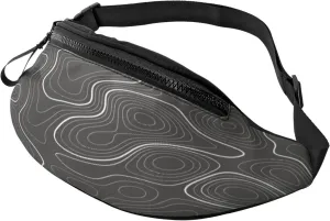 Topography Contour Map Fanny Pack, Crossbody Waist Packs for Women Men Waist Bags with Adjustable Strap for Travel Running Hiking Sport