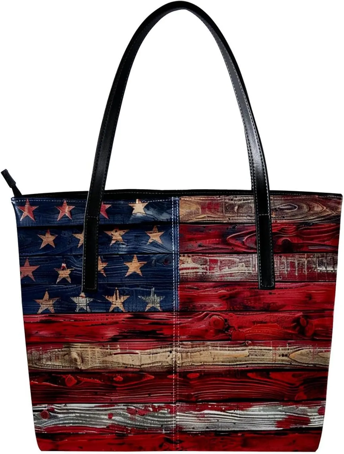 Tote Bag, Large Tote Bags for Women, Tote Bag with Zipper, Plank Usa Flag, Womens Tote Bags for Work