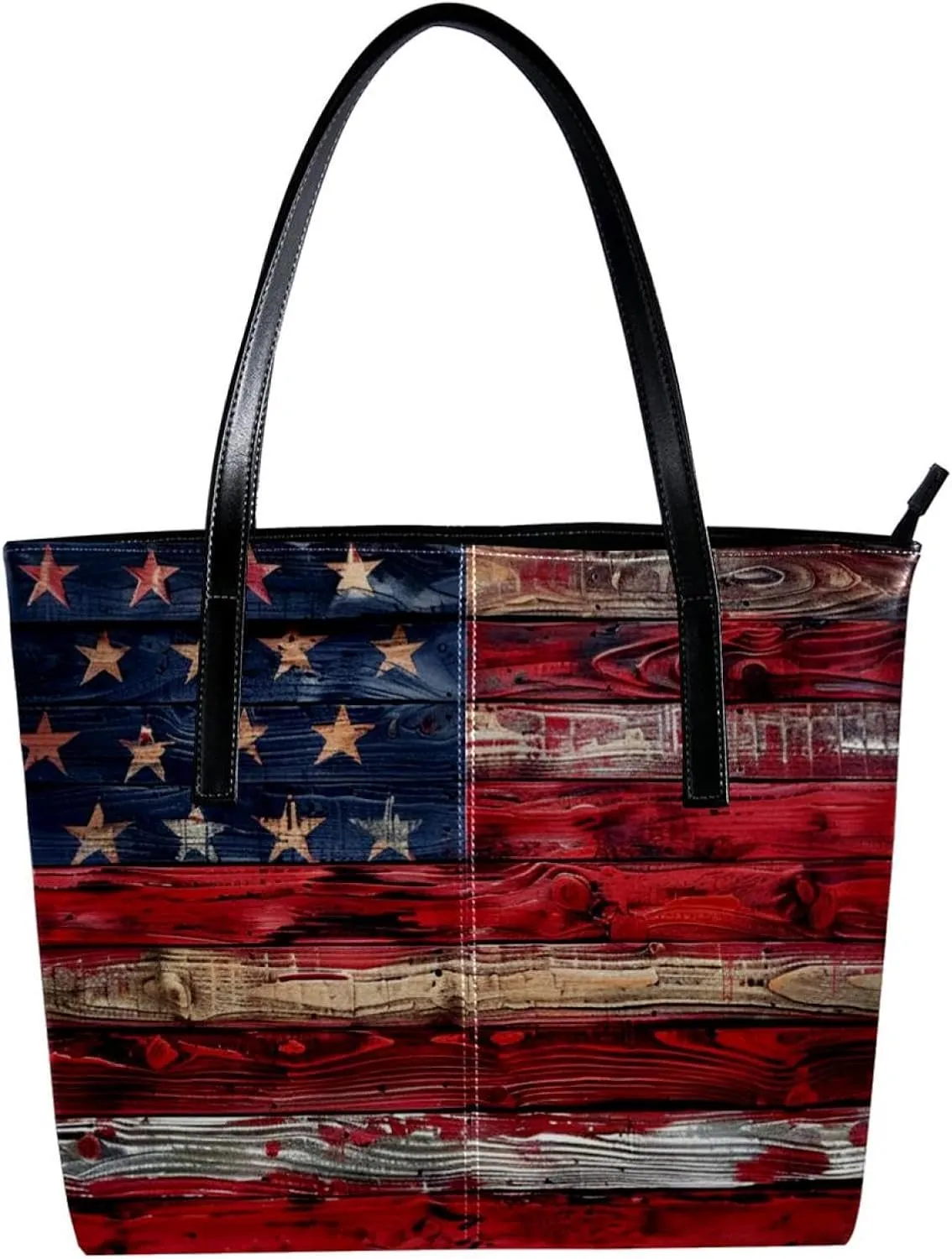 Tote Bag, Large Tote Bags for Women, Tote Bag with Zipper, Plank Usa Flag, Womens Tote Bags for Work