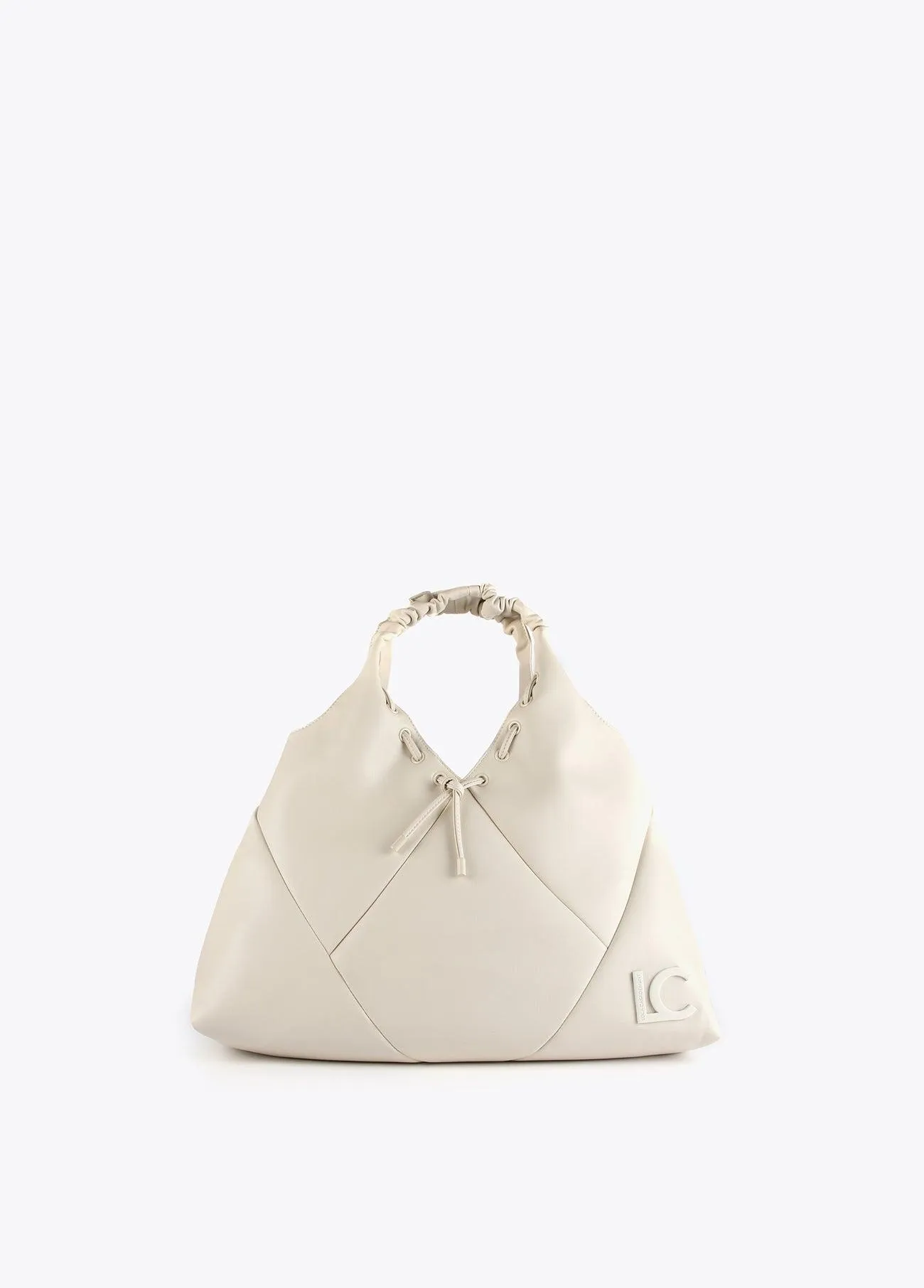 Tote bag with crinkle-effect handle