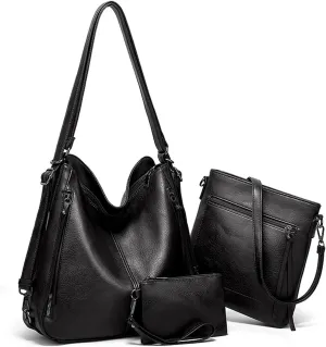 Tote Handbags for Women Convertible Backpack Purses PU Leather Hobo Bags Crossbody Shoulder Bag Satchel Purse Set 3pcs