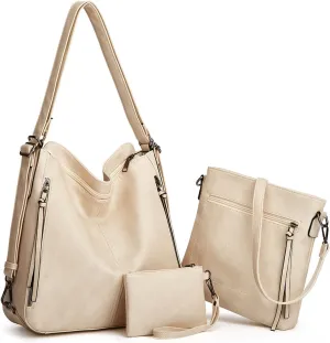 Tote Handbags for Women Convertible Backpack Purses PU Leather Hobo Bags Crossbody Shoulder Bag Satchel Purse Set 3pcs