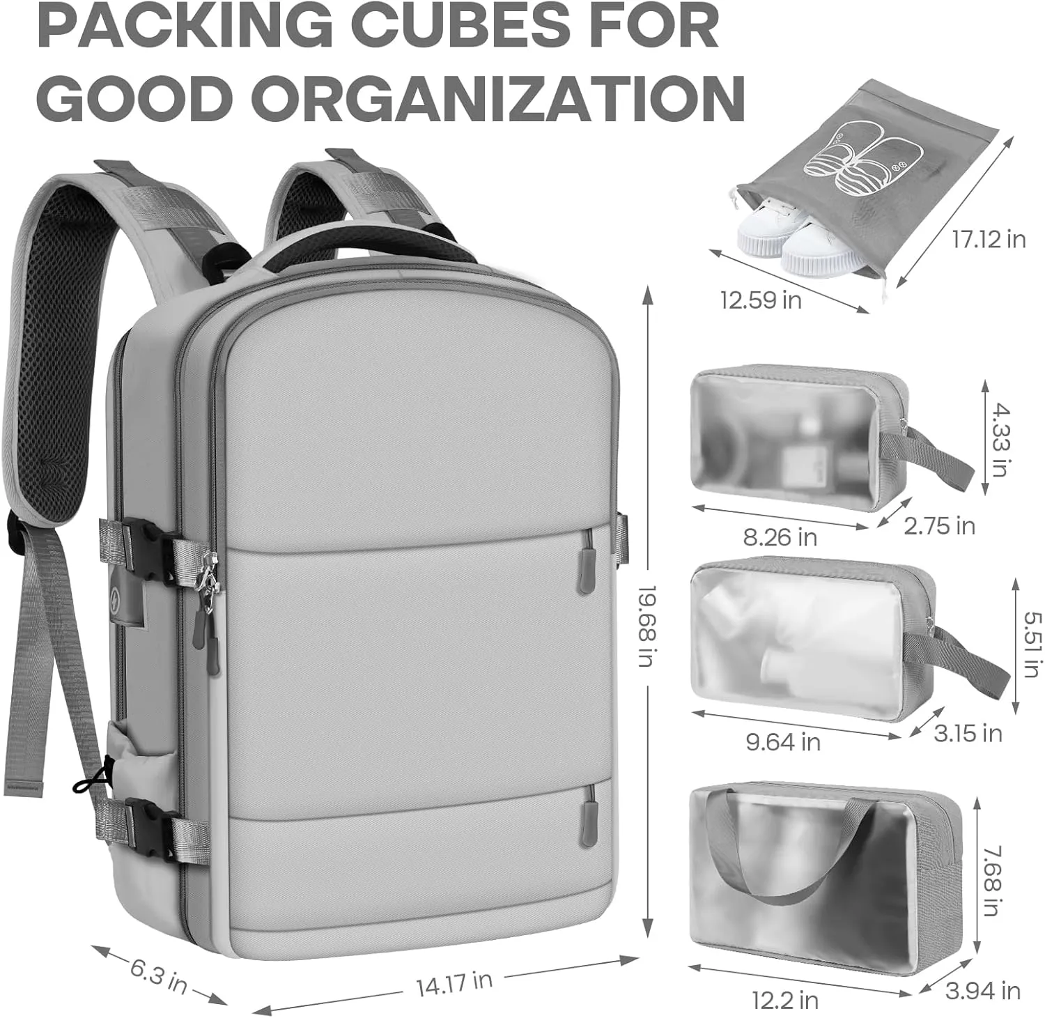 Travel Backpack, Grey, senior, Fashion…