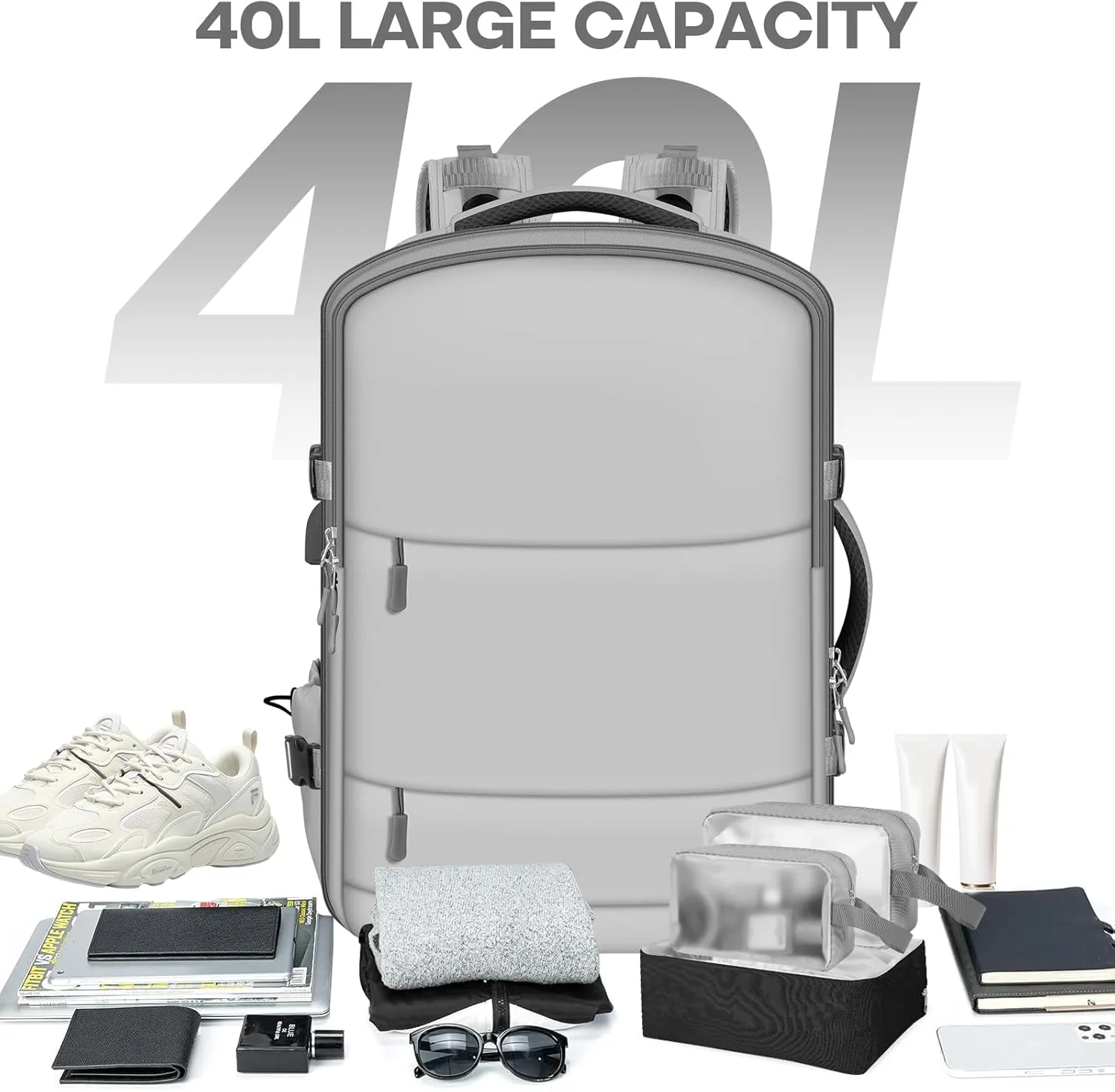 Travel Backpack, Grey, senior, Fashion…