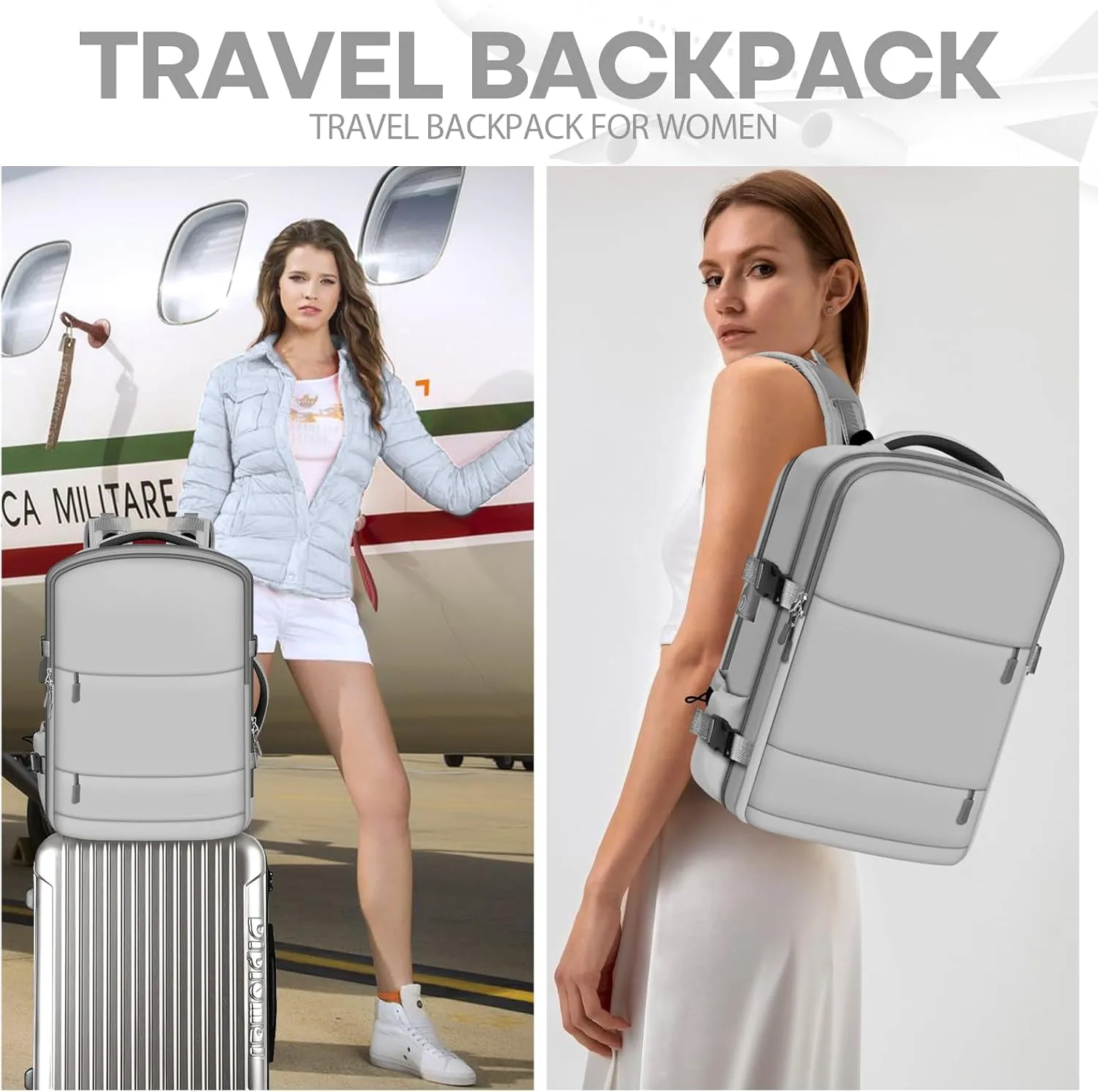 Travel Backpack, Grey, senior, Fashion…