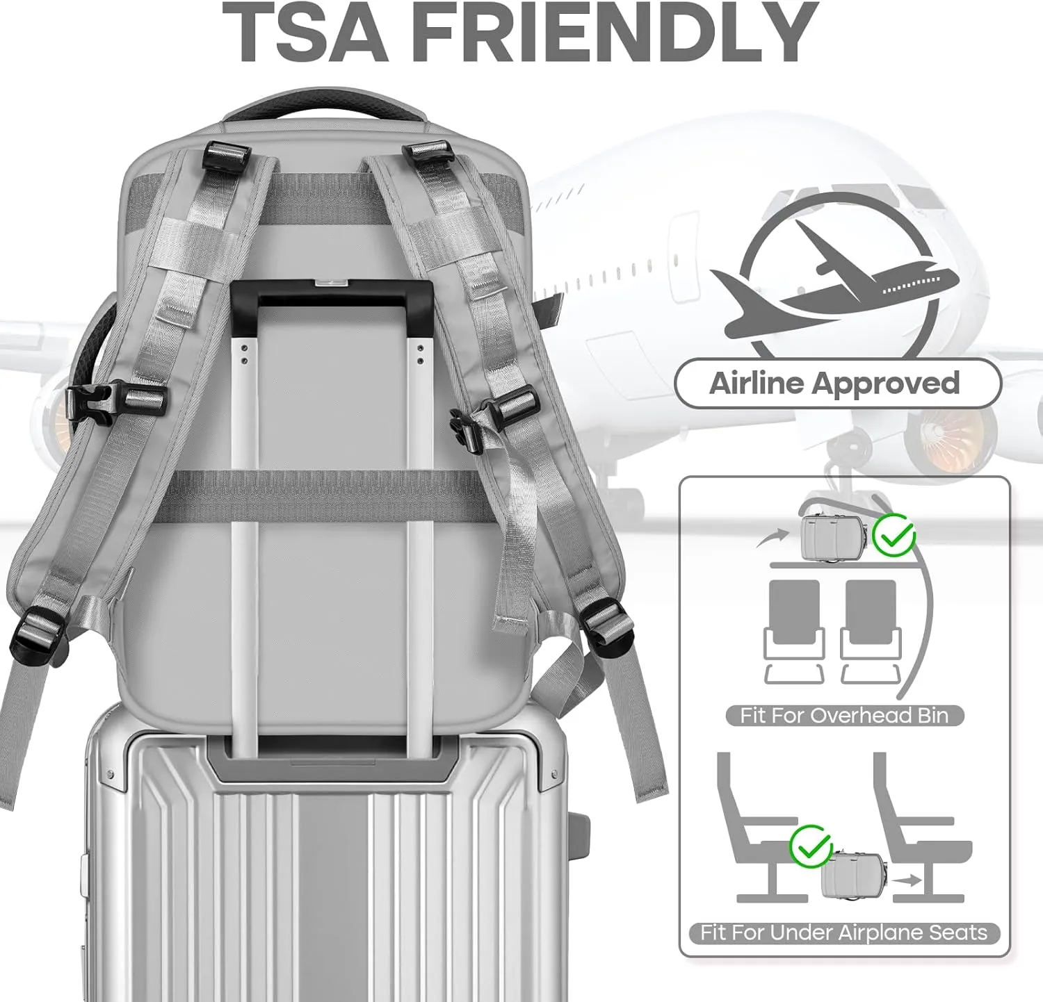 Travel Backpack, Grey, senior, Fashion…