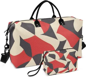 Travel Duffel Bags for Unisex-Adult, Personal Item Travel Duffel Bag with Shoes Compartment, Carry On Bag for Women, Travel, Gym, Weekend,Irregular Liquid Red